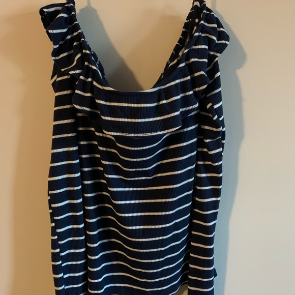 Aeropostale seriously soft striped off the shoulder long sleeve shirt - Picture 2 of 8